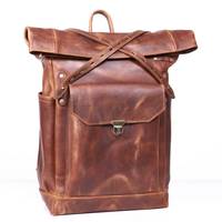 Sac à dos en cuir végétalien personnalisé à la mode pour hommes Roll Top Sac à dos Sac à dos Rolltop Sac à dos LRTB-0130