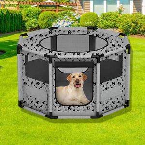 Octogone Pet Dog Playpen Tissu Oxford avec porte en maille Cadre en tube d'acier Clôture de chenil pour chat Intérieur Extérieur Parc pour animaux de compagnie - Product Image 1