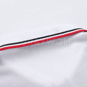 เสื้อโปโลผ้าฝ้าย100% เข้ารูปสำหรับผู้ชายเสื้อถักลายสีพื้นระบายอากาศได้ดี - Product Image 5