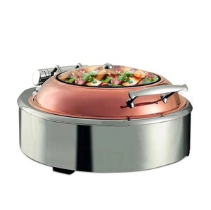 จานร้อนทำจากทองแดงพร้อมชามก้นลึกและชั้นปลอดภัยสำหรับอาหารแบบดั้งเดิมหรืองานเลี้ยง - Product Image 1