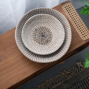 Lot de 2 bols de rangement ronds décoratifs en fibres naturelles Décor de présentation de repas Vente en gros de produits vietnamiens écologiques - Product Image 3