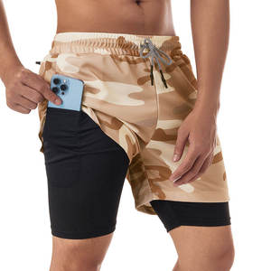 Pantalones cortos de Fitness sin costuras de alta calidad para hombres, conjunto de ropa deportiva de calle alta con bolsillos, trajes de entrenamiento para correr sólidos, ropa de playa deportiva - Product Image 2