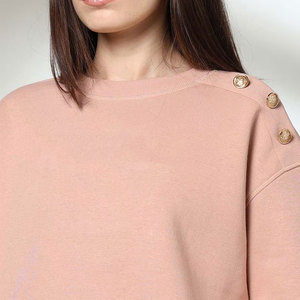 Suéteres lisos de algodón 100%, sudadera superior de gran tamaño de manga larga para mujer, sudadera recortada cálida sólida a la moda - Product Image 5