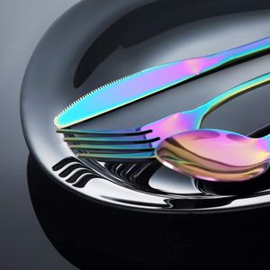 Juego de cubiertos estándar único multicolor arcoíris para cubiertos elegantes hechos a mano de acero inoxidable de Calidad exclusiva - Product Image 5