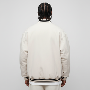 Blouson Bomber Homme Personnalisé de Haute Qualité avec Broderie Chenille sur le Devant, Coupe Oversize, Style Letterman, Hiver, Long, Imperméable, Coupe-Vent, à Capuche - Product Image 2