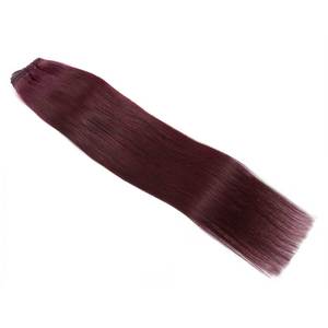 Hand-<b>Tied</b> Weft Hair Extensions 99J <b>Burgundy</b> 25 Inches 70g Remy Russian Human Hair Loose Deep Wave - Product Image 1