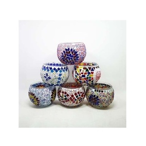 Porte-bougies en verre coloré créatif, meilleur ajout luxueux, nouveaux bougeoirs en mosaïque, haute qualité, Votive, prix de gros - Product Image 1