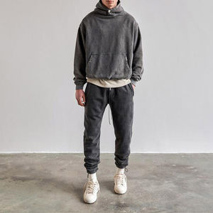 Ensemble de sweatshirts d'hiver personnalisés pour hommes, sweat à capuche vierge, lavage à l'acide, pull vintage surdimensionné, sweats à capuche unis, numérique 100% - Product Image 3