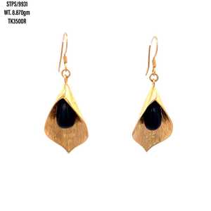 Pendientes en forma de lágrima de plata 925 con piedras preciosas negras, joyería colgante de moda chapada en oro para mujer para fiesta de boda - Product Image 1