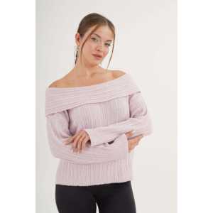 Pull en maille rose poudré à sequins style décontracté Madonna en gros - Product Image 5