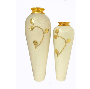 Florero de latón, artículos de regalo, mesa de comedor, florero de latón con estampado esmaltado, artesanías, maceta de forma redonda, diseño en relieve - Product Image 5