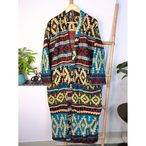 เสื้อคลุมขนจามรีแบบยูนิเซ็กซ์ ลายดอกไม้หรูหราสไตล์เมือง สีเบจ แดง น้ำเงิน เขียว ลายเรขาคณิตเพชร นุ่มสบาย ผลิตภัณฑ์ ODM - Product Image 2