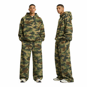 Conjunto Deportivo Personalizado 2026 para Hombre, Color Beige con Parches, Sudadera con Capucha y Pantalones Anchos, Estilo Casual Urbano - Product Image 3