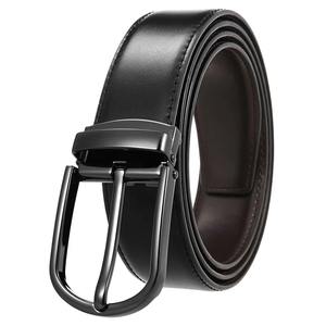 Nuevo cinturón Reversible para hombre, Natural cuero de vaca, aleación de Zinc duro, hebilla plateada, cinturón marrón, pantalones de cuero genuino, cinturón para hombre - Product Image 2