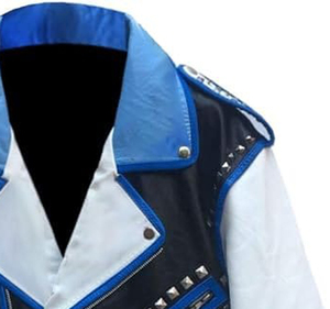 Veste en cuir véritable noir pour hommes, faite à la main, personnalisée, de haute qualité, style tendance, cloutée à pointes argentées, fabriquée à la main, traitement direct - Product Image 3