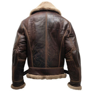 Best-seller Blouson bombardier d'hiver en cuir de mouton premium pour hommes avec logo personnalisé style High Street nouvel enduit traité - Product Image 2