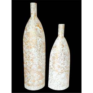 Vase à fleurs en métal martelé rustique, vase d'art abstrait contemporain pour la décoration de mariage et de salon - Ensemble de 2 vases à fleurs en métal - Product Image 3