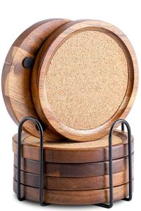 LASER STURDY MORDEN MULTI COASTERS EN BOIS Sous-verres fonctionnels en bambou faits à la main Ensemble de 6 sous-verres avec support - Product Image 2