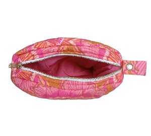 Mini pochette de maquillage imprimée bleue pour sac à doublure en coton brodé or pour dames avec fermeture à glissière - Product Image 2