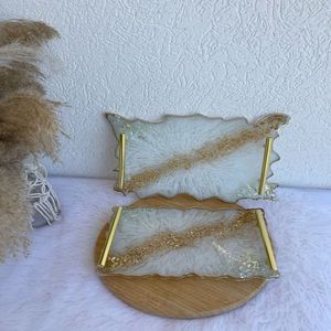 Handmade Epoxy Resin Storage Tray Single Tier for Serving <b>Tableware</b> Living Room Display Modern Home Decor - Product Image 1