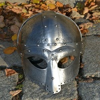 Casque Viking en métal poli avec design nasal normand pour les événements SCA - RJ HANDICRAFT STORE