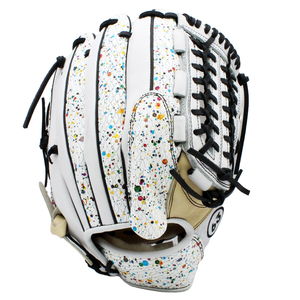 Leather <b>Baseball</b> <b>Glove</b> Right-Handed Outfield H-Web Glitter Print Hook And Loop Closure Full Finger <b>Baseball</b> Fielding <b>Gloves</b> - Product Image 3