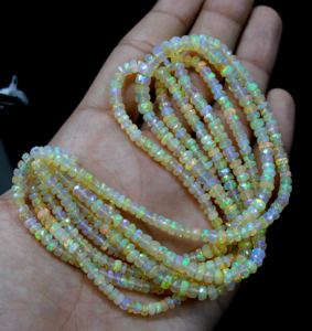 Cuentas de ópalo etíope Cuentas de ópalo de fuego múltiples etíopes Cuentas naturales con forma de Rondelle facetadas Tamaño 4X4.5MM 13 "pulgadas Fabricación de joyas - Product Image 2