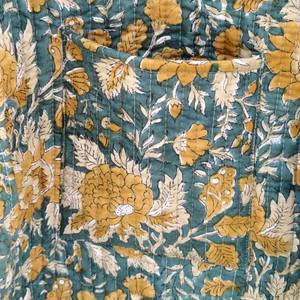 Chaquetas de estilo bohemio con estampado de bloques, chaquetas acolchadas de algodón Floral Vintage, pantalones cortos bohemios hechos a mano de peso ligero para regalo de mujer - Product Image 5