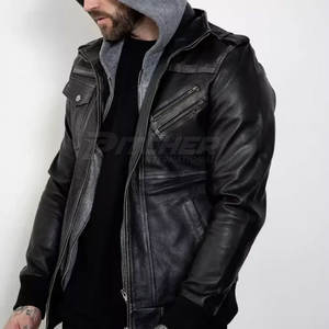 แจ็กเก็ตหนังวัวมีฮู้ดสำหรับฤดูหนาวดีไซน์ตามสั่งน้ำหนักเบาเหมาะสำหรับแฟชั่นแนวสตรีท - Product Image 2