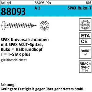 Tornillos SPAX Ruko Tip/T-STAR VG 5x50/44-T20 A2 - Paquete de 100 Piezas - Product Image 1