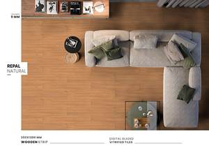 Carreaux de sol muraux vitrifiés en porcelaine émaillée 200X1200mm pour l'élévation intérieure et extérieure avec la série de conception de nuages en bois - Product Image 2