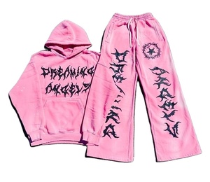 Fashionable High Street Competitive Price Boys Acid Wash Hooded Heavyweight 100% Cotton Customized Design Sweat Suit - Product Image 1