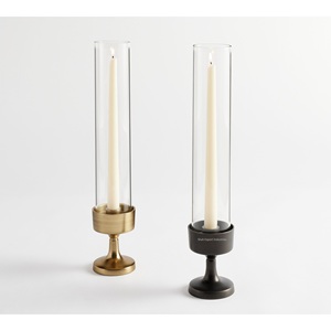 Portavelas cónico de huracanes de Metal/vidrio alto de diseño Simple, acabado dorado para decoración de iluminación de mesa de sala de estar - Product Image 2