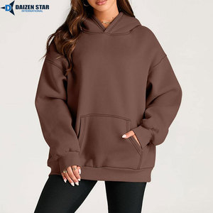 DAIZEN STAR Ladies Eco-Friendly Winter Casual Hooded Pullover Solid Color 100% Cotton Fleece Quick Dry Breathable 3D Embroidered - Product Image 4