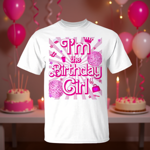 Camiseta de la colección de ropa promocional para decoraciones de fiesta familiar de cumpleaños de niña: Soy la [inserta nombre, si se conoce, de lo contrario omitir] - Product Image 3