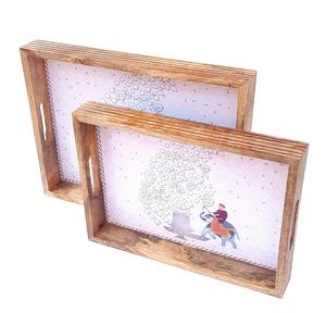 Plateau en bois artisanal de taille moyenne de qualité supérieure accessoire de service de cuisine exquis vaisselle jetable vaisselle en gros - Product Image 1