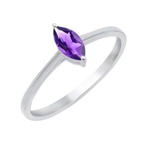 Anillo de amatista natural, chapado en rodio, Plata de Ley 925, forma de amantes, ajuste de punta, joyería de compromiso de boda hecha a mano a la moda - Product Image 1