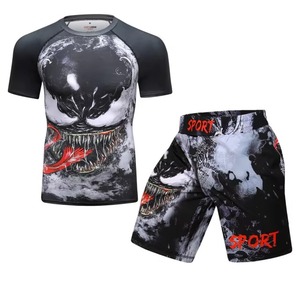 Ensemble de 2 shorts de haute qualité à séchage rapide, confortables, imprimés, contrastés, grande taille, 100% coton, brodés - Product Image 3