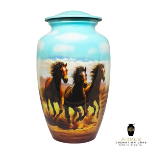 Running Horse design Cremation <b>Urn</b> Handcrafted Meena Coated Aluminum Memorial <b>Urns</b> <b>Large</b> & Keepsake Leakproof Engravable - Product Image 2
