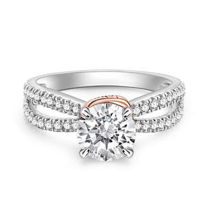 Jeulia Sterling <b>Silver</b> <b>Cross</b> Moissanite Engagement <b>Ring</b> Princess Cut Romantic Fine Jewelry - Product Image 2