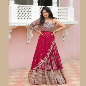 New Stylish One Shoulder Faux Georgette With Thread Work Lehenga Choli