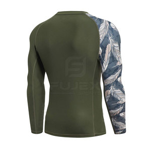 Mejor Material estilo deportivo gimnasio Fitness MMA Etiqueta Privada Spandex tela nueva llegada personalizado largo Rash Guard con bajo MOQ - Product Image 3
