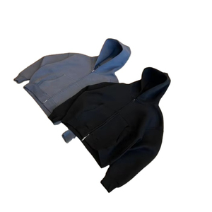 2025 personnalisé hiver surdimensionné coton poids lourd hommes blanc plaine recadrée Boxy fermeture éclair à capuche - Product Image 5