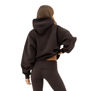 Sudadera Extra Grande para Mujer, 50% Algodón, 50% Poliéster, Color Chocolate, Estilo Urbano, Hombros Caídos, Corte Holgado, Ropa de Invierno - Product Image 5