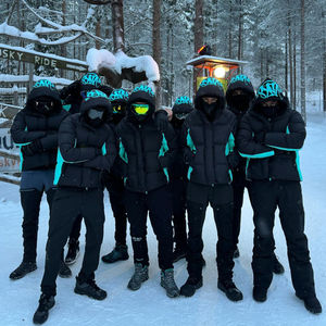 เสื้อโค้ทผู้ชายสำหรับฤดูหนาวพิมพ์ลายมีฮู้ดคอตั้งเสื้อแจ็คเก็ตบุนวมผ้าฝ้ายแบบซิปด้านหน้าสีดำ - Product Image 4