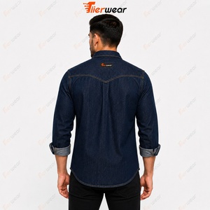 Camisas de mezclilla personalizadas para hombre al por mayor, camisas de jean premium de manga larga, ajuste slim, informales, de algodón, para trabajo, moda, marca privada - Product Image 5