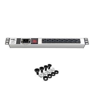 PDU 1U à 8 prises US, entrée IEC C20, interrupteur lumineux, unité de distribution d'alimentation 19 pouces - Product Image 1