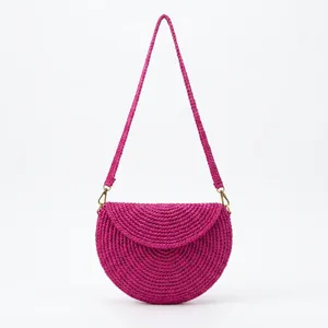 Bolsos de mano de rafia con cuentas para mujer, estilo bohemio, coloridos, de forma redonda, para uso diario en todas las estaciones. - Product Image 3