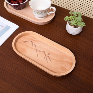 Plateau à nourriture en bois avec logo personnalisé, plateau de service, plateau à fruits en bois de caoutchouc, assiette à dîner, plateaux en bois - Product Image 5