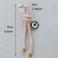 Porte-clés de luxe Y2K en corde de nylon avec pendentif croix et œil porte-bonheur, bijou, souvenirs turcs, cadeaux, décoration pour portefeuille et clés de voiture